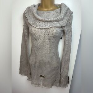 Darker Wavs Eru Chamber Distressed Bell Sleeves Grunge Sweater Knit Dress NWT XS